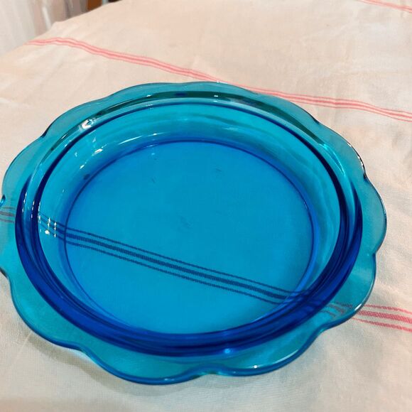 Vintage L.E Smith Colonial Blue Moon and Stars Mould Weishar Glass Cheese/Butter - Picture 6 of 8